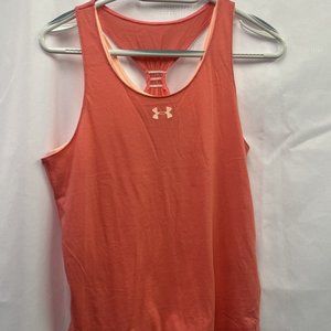 Under Armour YXL Pink Tank Top Sleeveless Loose Stretch Girl HEATGEAR